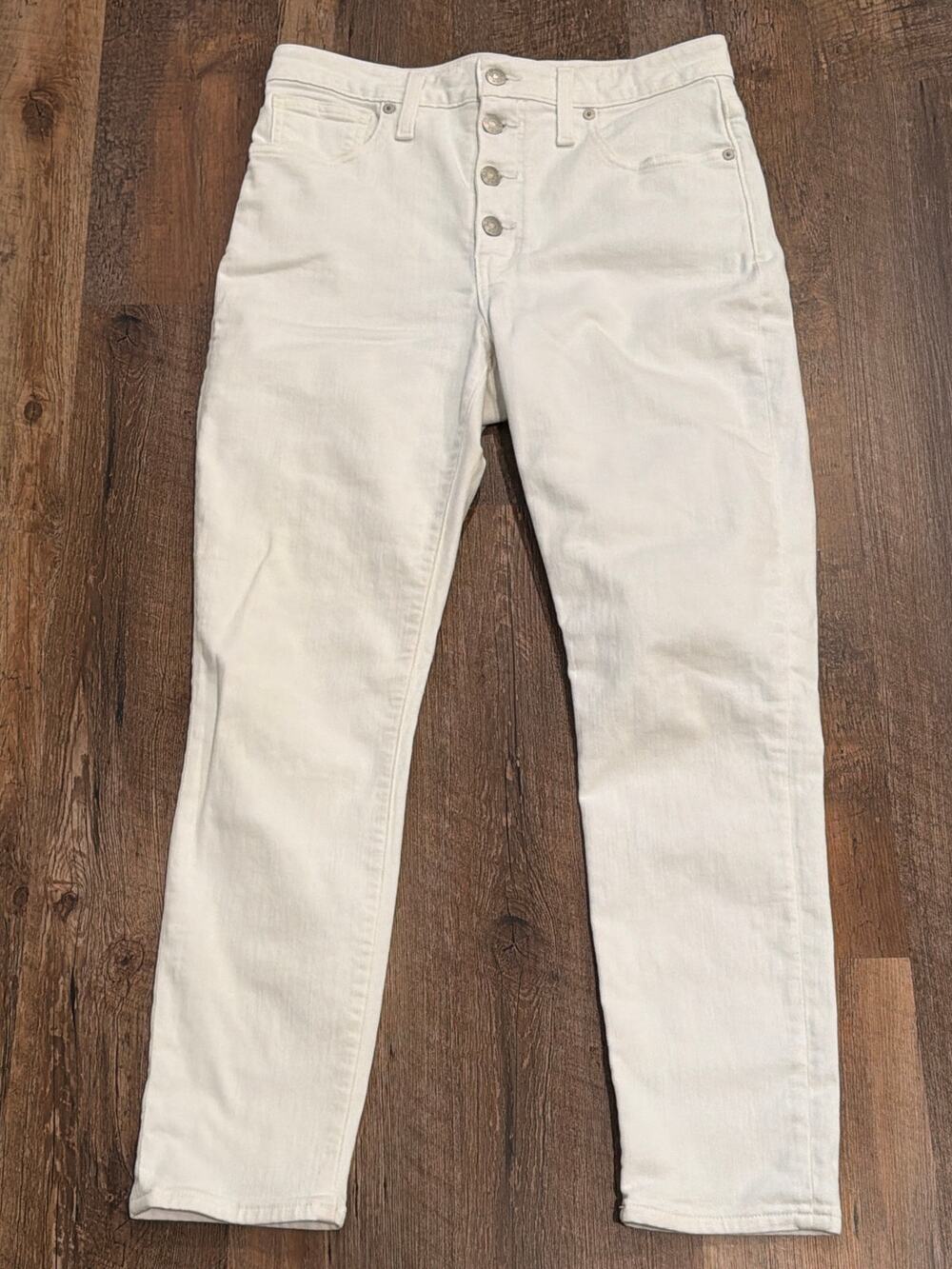 Madewell White Button fly curvy hi-rise skinny crop jean SZ 28
